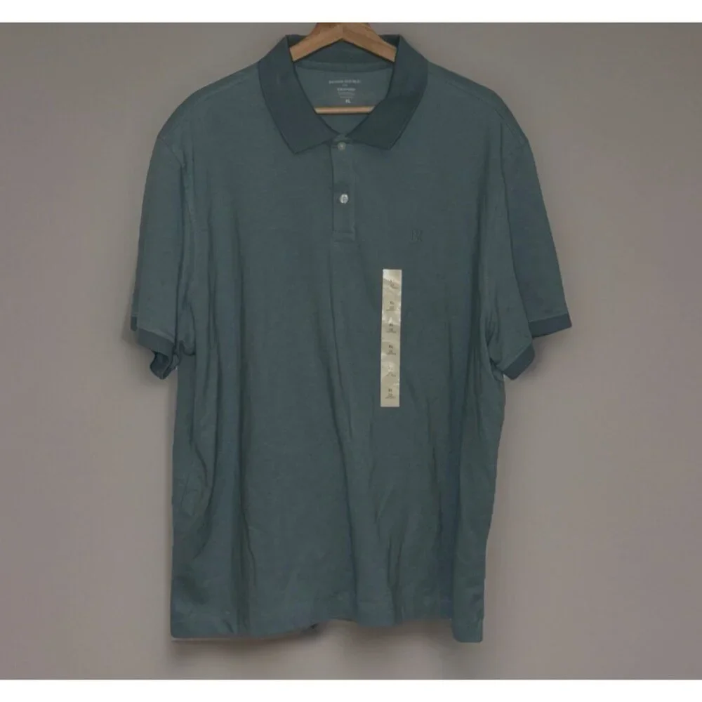 Banana Republic Pique Polo Shirt Slim Fit Blue Organic Cotton‎ Sz XL NWT Preppy